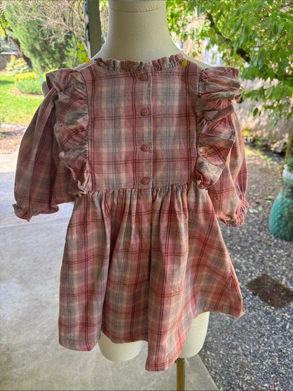 Bonnie Jean Pink Plaid Ruffle Smocked Baby Girl Dress - Picture 3 of 4